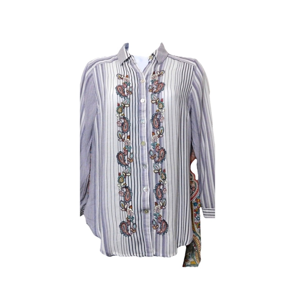 Chicos  16/18  Embroidered Paisley Bohemian Blouse Women Coordinating‎ Back
